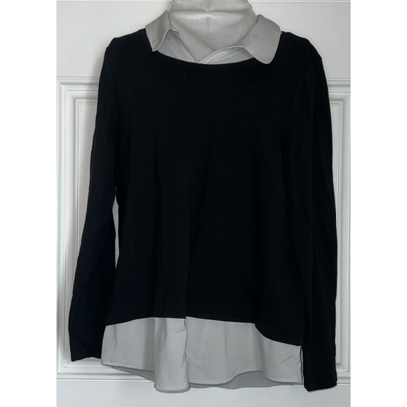 Chico's Tops - Women's Chico's Black & Grey Collared Top Size 1 (Med)